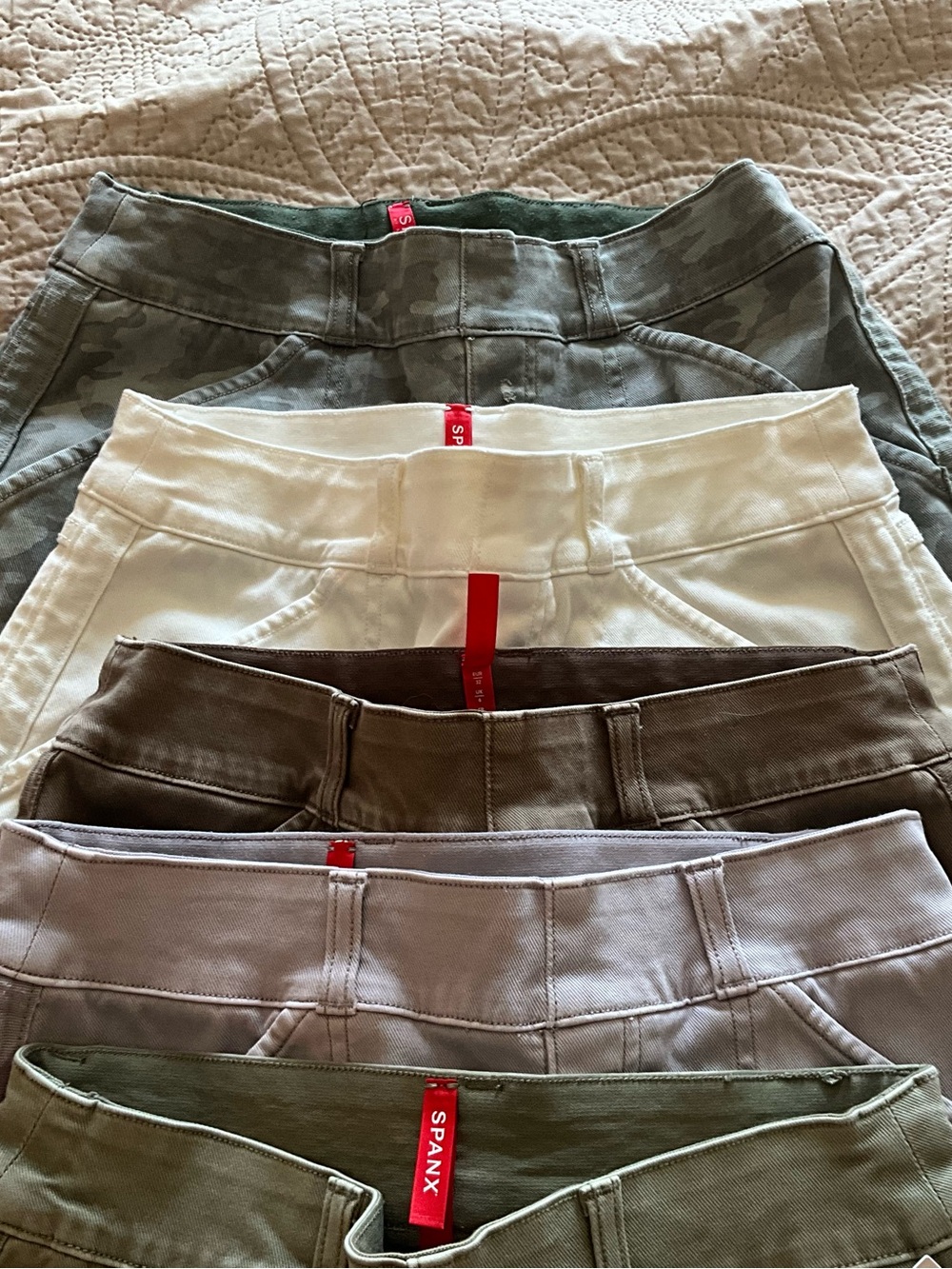 SPANX Women’s High-Rise /Mid Utility Shorts — Olive, White, Brown, Gray